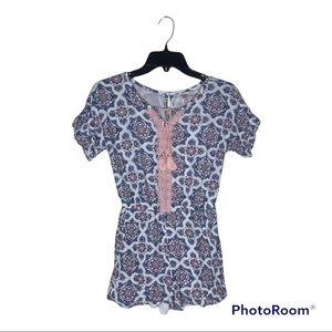 Justice Cute White Romper With Pink And Blue Designs Size 12